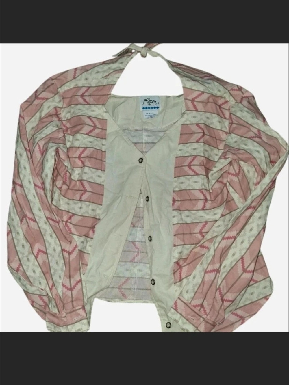 Retro Pink & Cream Striped Women’s Button-Front Jacket